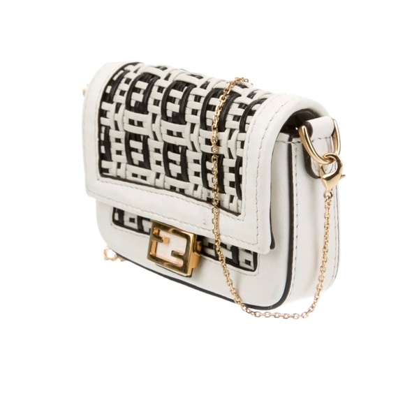 $1150 FENDI Woven FF Nano Baguette Charm w/ Chain - Picture 2 of 5